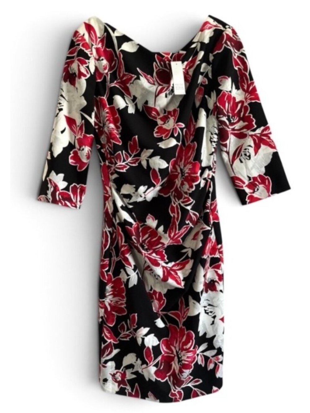 White House Black Market NWT Fitted Black & Red Wedding Holiday Lined Dress 10